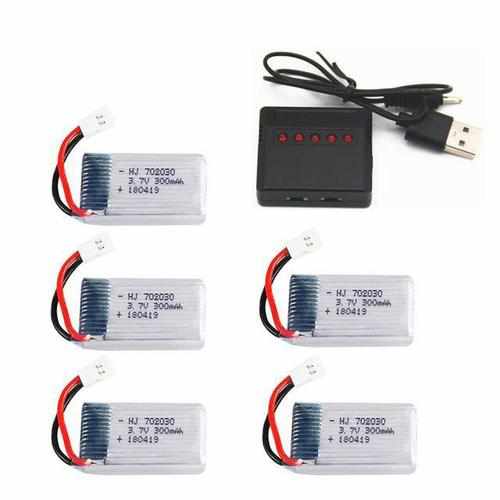 1S 3.7V 300mAh Lipo Battery Batteries Drones Xpress 5pcs with 5in1