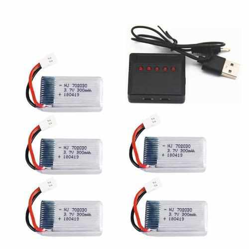 1S 3.7V 300mAh Lipo Battery Batteries Drones Xpress 5pcs with 5in1