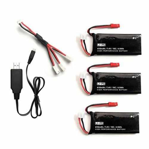 2S 7.4V 610mAh 15C Lipo Battery and Charger Batteries Drones Xpress 2pcs