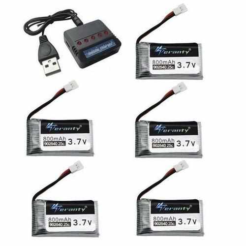 3.7V 800mAh 25c Lipo Battery and 5in1 Charger Batteries Drones Xpress 2 + Charger 25C