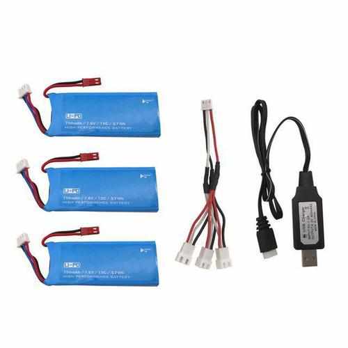 3pcs 7.6V 750mAh Lipo Battery Batteries Drones Xpress 3 + Cable