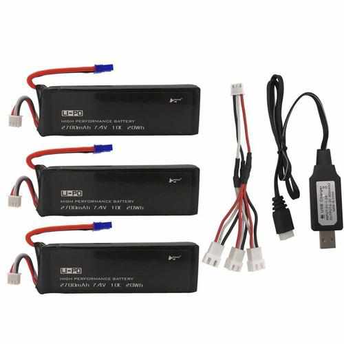 Hubsan H501S Battery 7.4V 2700mAh 10C / USB Charger Set Batteries Drones Xpress 3pcs with USB Plug
