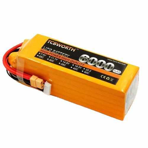 TCBWORTH 6S 22.2V 6000mAh 30C Lipo Battery Batteries Drones Xpress 3.5 Banana Plug