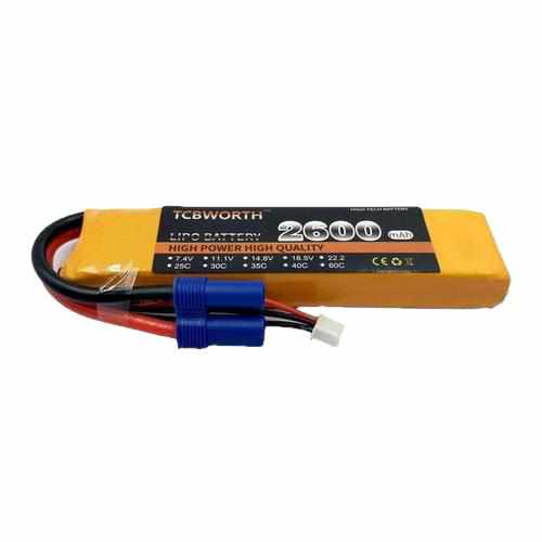 TCBWORTH 7.4V 2S 2600mAh 40C Lipo Battery Batteries Drones Xpress EC5 plug