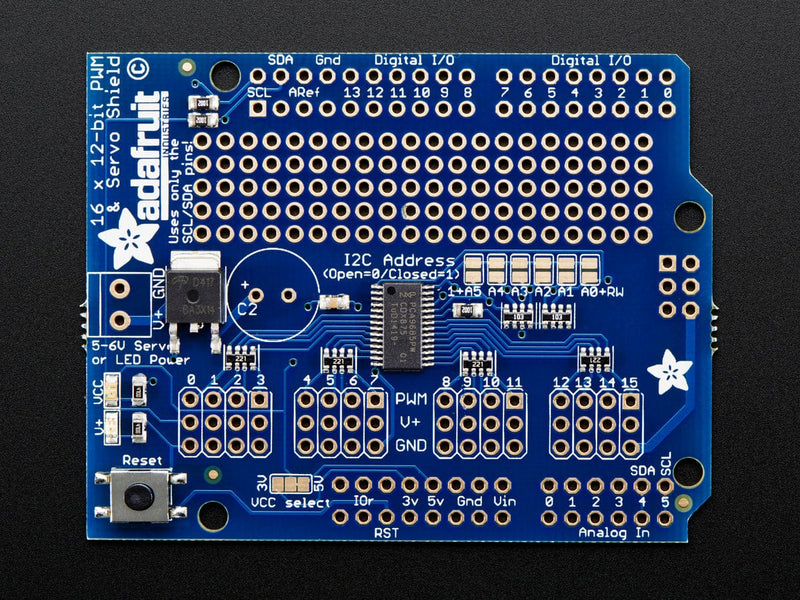 Adafruit 16-Channel 12-bit PWM/Servo Shield - I2C interface - The Pi Hut