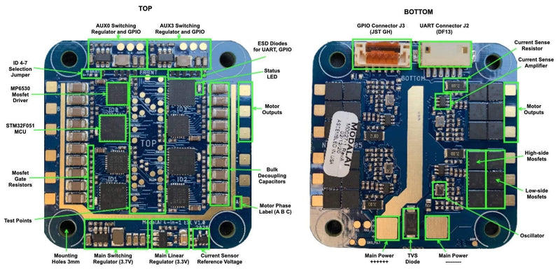 ModalAI Accessory VOXL ESC v2 4-in-1 Digital I/O UART Communications