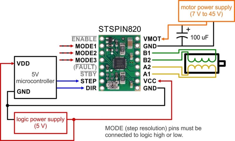 Stspin820 Stepper Motor Driver Carrier - Motion Controllers